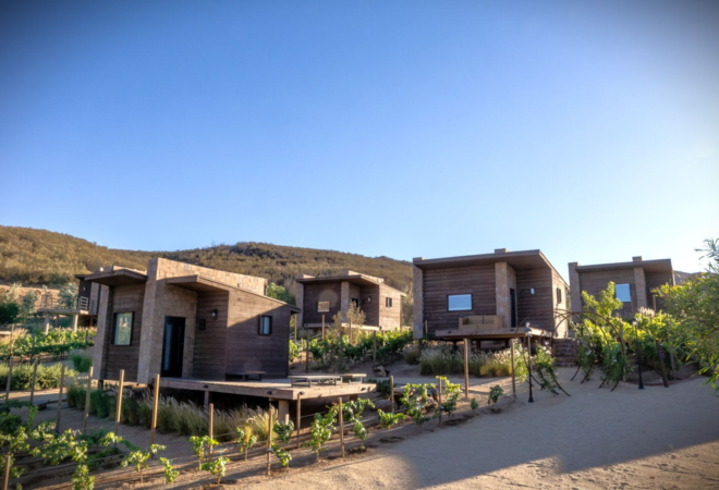 Elegant King Room with balcony overlooking Valle de Guadalupe at O2 Resort