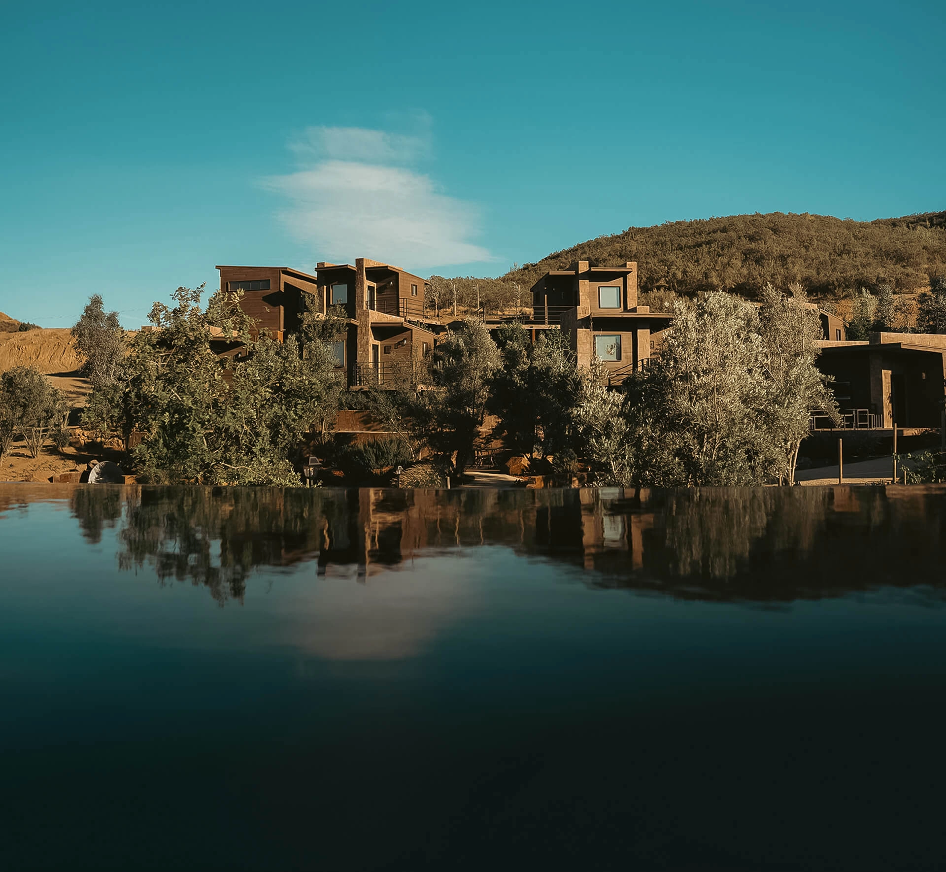 Luxury hero view overlooking the vineyards at O2 Resort Valle de Guadalupe, Baja California